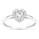 Anillo de oro blanco 9K con diamantes creados 0,29 ct y centro talla corazón 0,19 ct en halo