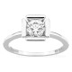 Anillo solitario de oro blanco 18K con diamante creado 0,70 ct en engaste fantasía