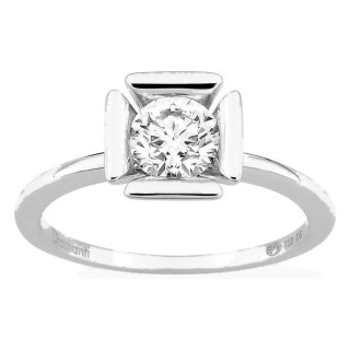 Anel solitário em ouro branco 18K com diamante criado 0,70 ct em cravação fantasia