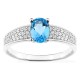 Anel em prata de lei 925 ródiada com pavé e zircónia azul