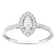 Anillo de oro blanco 9K con diamantes creados 0,42 ct y centro de talla marquesa 0,22 ct en halo