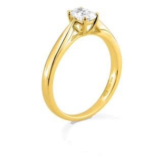 Anel solitário em ouro amarelo 18K com diamante criado oval 0,50 ct