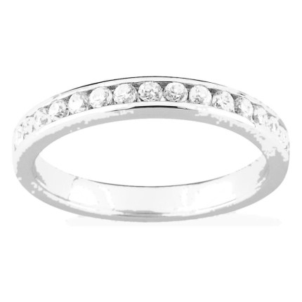 Anillo de engaste carril de plata de ley 925 rodiada con circonitas de 1 mm
