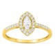 Anillo de oro amarillo 9K con diamantes creados 0,42 ct y centro de talla marquesa 0,22 ct en halo