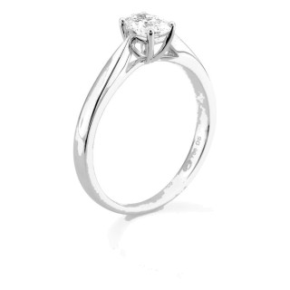 Anillo solitario de oro blanco 18K con diamante creado ovalado 0,50 ct