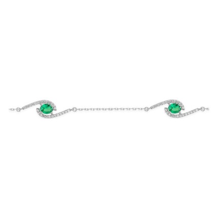 Pulsera de plata de ley 925 rodiada con circonitas verdes