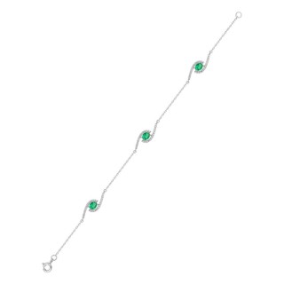 Pulsera de plata de ley 925 rodiada con circonitas verdes