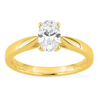 Anel solitário em ouro amarelo 18K com diamante criado oval 0,70 ct