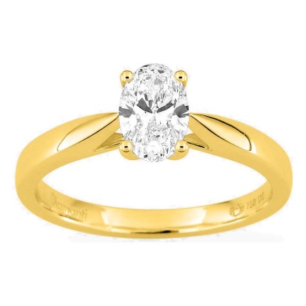 Anillo solitario de oro amarillo 18K con diamante creado ovalado 0,70 ct