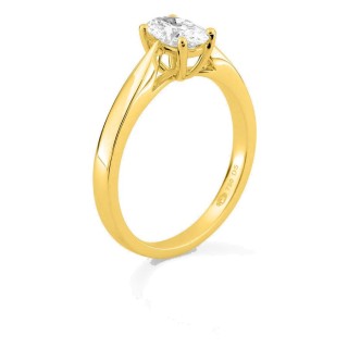 Anillo solitario de oro amarillo 18K con diamante creado ovalado 0,70 ct