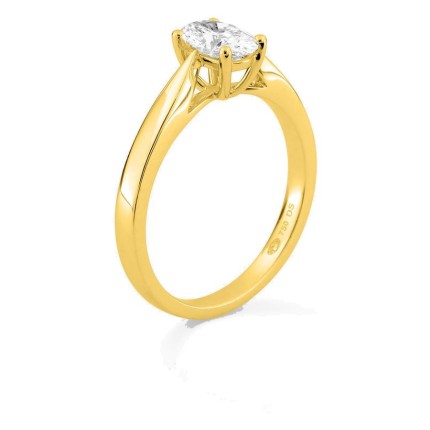 Anillo solitario de oro amarillo 18K con diamante creado ovalado 0,70 ct