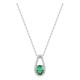 Colar em prata de lei 925 ródiada com zircónia verde e argola de fantasia