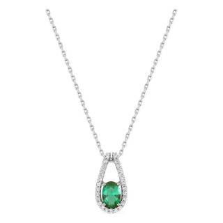 Collar de plata de ley 925 rodiada con circonita verde y asa de fantasía