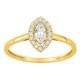 Anel em ouro amarelo 9K com diamantes criados 0,33 ct e centro de lapidação marquise 0,22 ct em halo