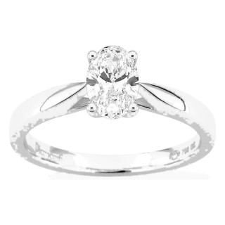 Anel solitário em ouro branco 18K com diamante criado oval 0,70 ct