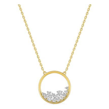 Collar chapado en oro con circonitas en copo de nieve y rodio