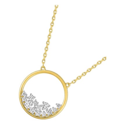 Colar banhado a ouro com zircónias em floco de neve e ródio