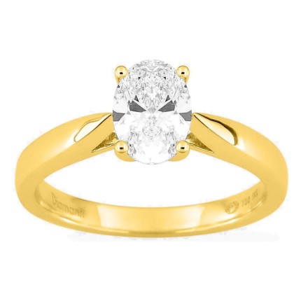 Anillo solitario de oro amarillo 18K con diamante creado ovalado 1,00 ct