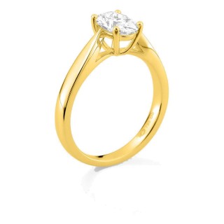 Anel solitário em ouro amarelo 18K com diamante criado oval 1,00 ct