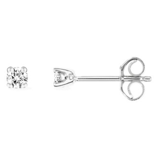 Brincos de pressão em ouro branco 18K com diamante 0,06 ct