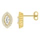 Pendientes de botón de oro amarillo 9K con diamantes creados 0,66 ct y centro de talla marquesa en halo