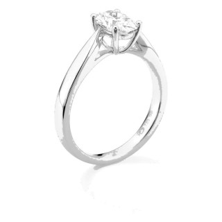 Anillo solitario de oro blanco 18K con diamante creado ovalado 1,00 ct