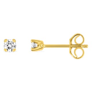 Brincos de pressão em ouro amarelo 18K com diamante 0,06 ct