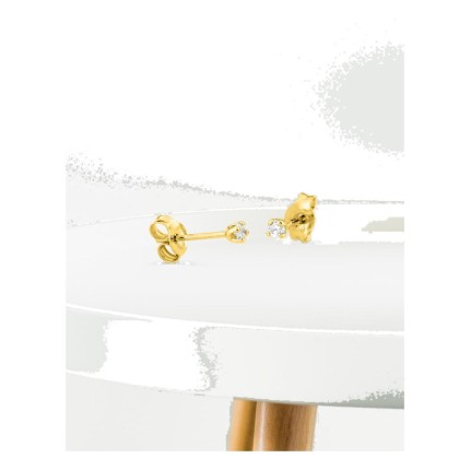 Brincos de pressão em ouro amarelo 18K com diamante 0,06 ct