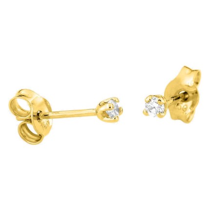 Brincos de pressão em ouro amarelo 18K com diamante 0,06 ct
