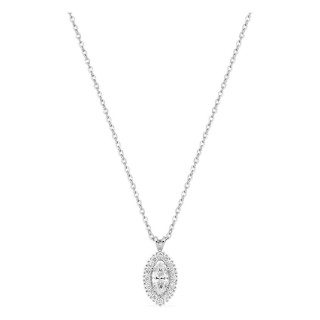 Collar de oro blanco 9K con colgante de 10x6 mm y diamantes creados 0,33 ct