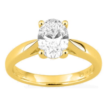 Anillo solitario de oro amarillo 18K con diamante creado ovalado 1,50 ct