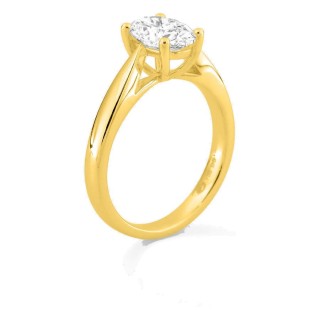Anel solitário em ouro amarelo 18K com diamante criado oval 1,50 ct