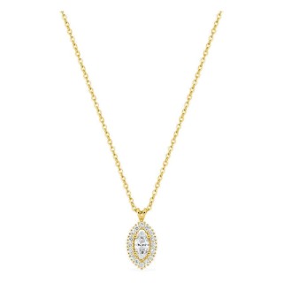 Collar de oro amarillo 9K con colgante de 10x6 mm y diamantes creados 0,33 ct
