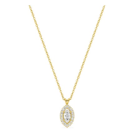 Colar em ouro amarelo 9K com pendente de 10x6 mm e diamantes criados 0,33 ct