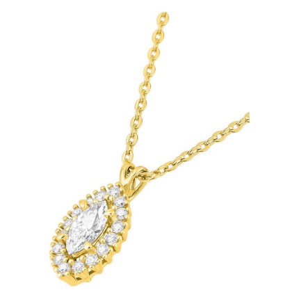 Colar em ouro amarelo 9K com pendente de 10x6 mm e diamantes criados 0,33 ct