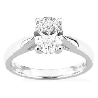 Anel solitário em ouro branco 18K com diamante criado oval 1,50 ct