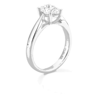 Anillo solitario de oro blanco 18K con diamante creado ovalado 1,50 ct