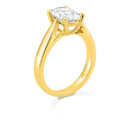 Anillo solitario de oro amarillo 18K con diamante creado ovalado 2,00 ct