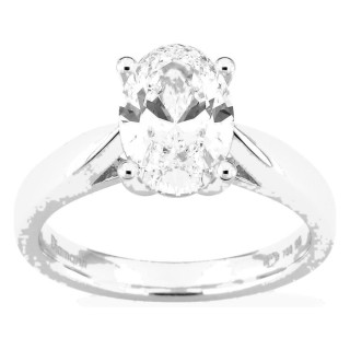 Anillo solitario de oro blanco 18K con diamante creado ovalado 2,00 ct