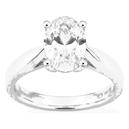 Anillo solitario de oro blanco 18K con diamante creado ovalado 2,00 ct