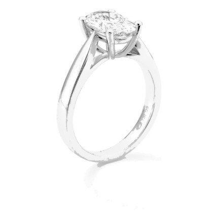 Anillo solitario de oro blanco 18K con diamante creado ovalado 2,00 ct