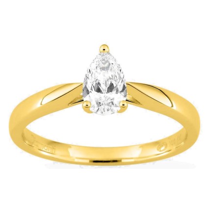 Anillo solitario de oro amarillo 18K con diamante creado talla pera 0,50 ct