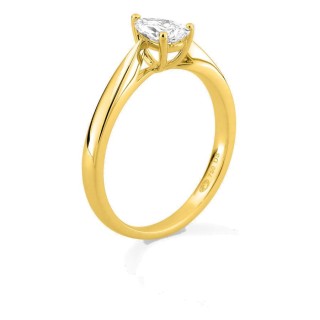 Anel solitário em ouro amarelo 18K com diamante criado lapidação pera 0,50 ct