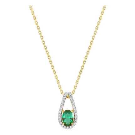 Collar chapado en oro con circonita verde