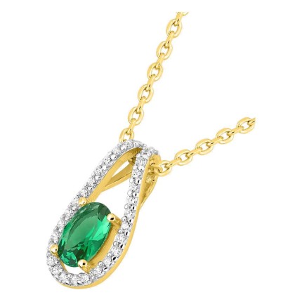Colar banhado a ouro com zircónia verde