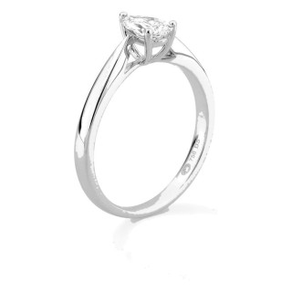 Anel solitário em ouro branco 18K com diamante criado lapidação pera 0,50 ct