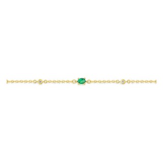 Pulseira flexível banhada a ouro com zircónias verdes em cravação de garras