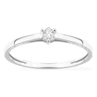 Anel solitário em ouro branco 9K com diamante criado lapidação trillion 0,09 ct