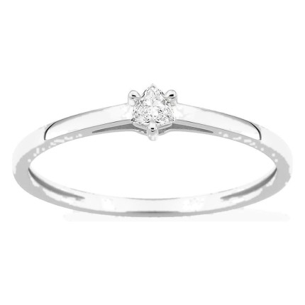 Anillo solitario de oro blanco 9K con diamante creado talla trillón 0,09 ct