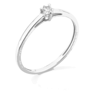 Anel solitário em ouro branco 9K com diamante criado lapidação trillion 0,09 ct